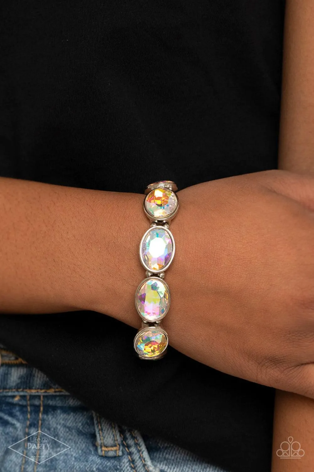 Diva In Disguise Multi Iridescent Rhinestone Bracelet - Paparazzi Accessories