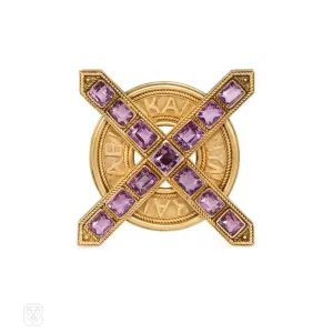 Ernesto Pierret antique Gloria Patri gold and amethyst brooch