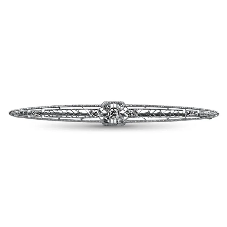 Estate Vintage Filigree Old European Cut Diamond Pin