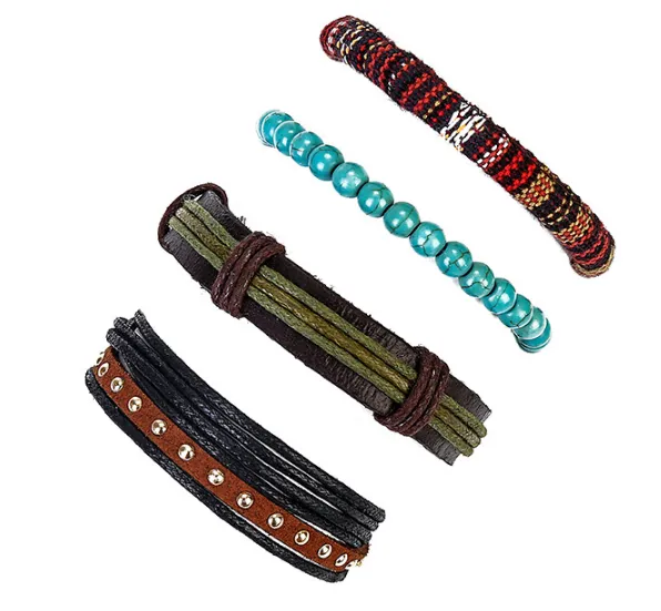 European and American simple vintage suit bracelet knitted cowhide bracelet men's leather bracelet