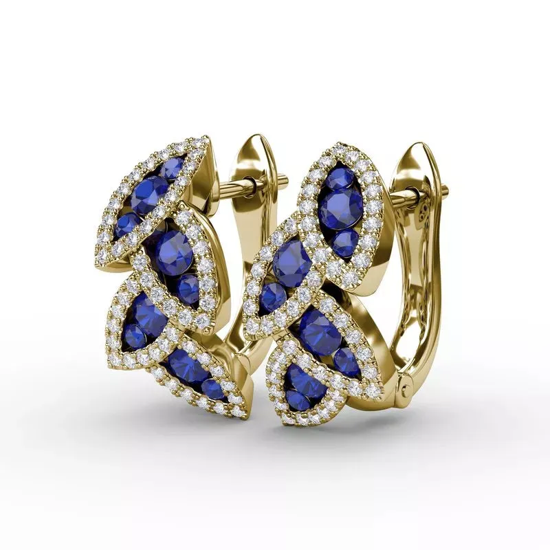 Fana Dramatic Sapphire and Diamond Leaf Earrings