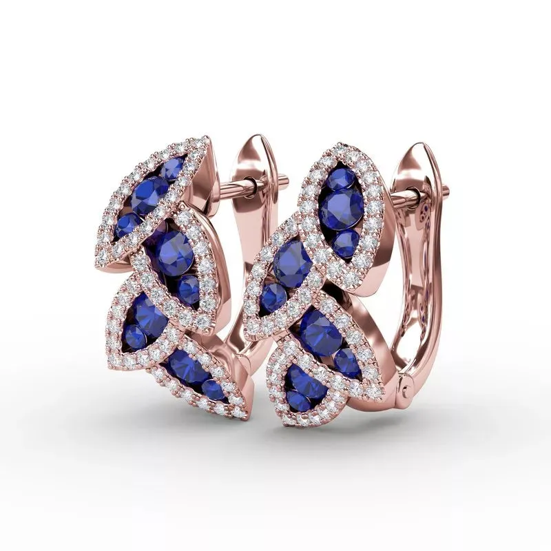 Fana Dramatic Sapphire and Diamond Leaf Earrings