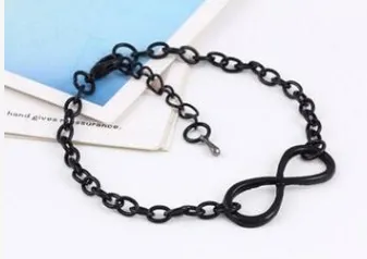 Fashion Popular Simple Gold Silver Black Metal 8 Word Bracelet Infinity Bracelet Jewelry