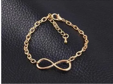 Fashion Popular Simple Gold Silver Black Metal 8 Word Bracelet Infinity Bracelet Jewelry