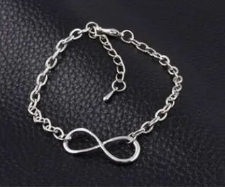 Fashion Popular Simple Gold Silver Black Metal 8 Word Bracelet Infinity Bracelet Jewelry