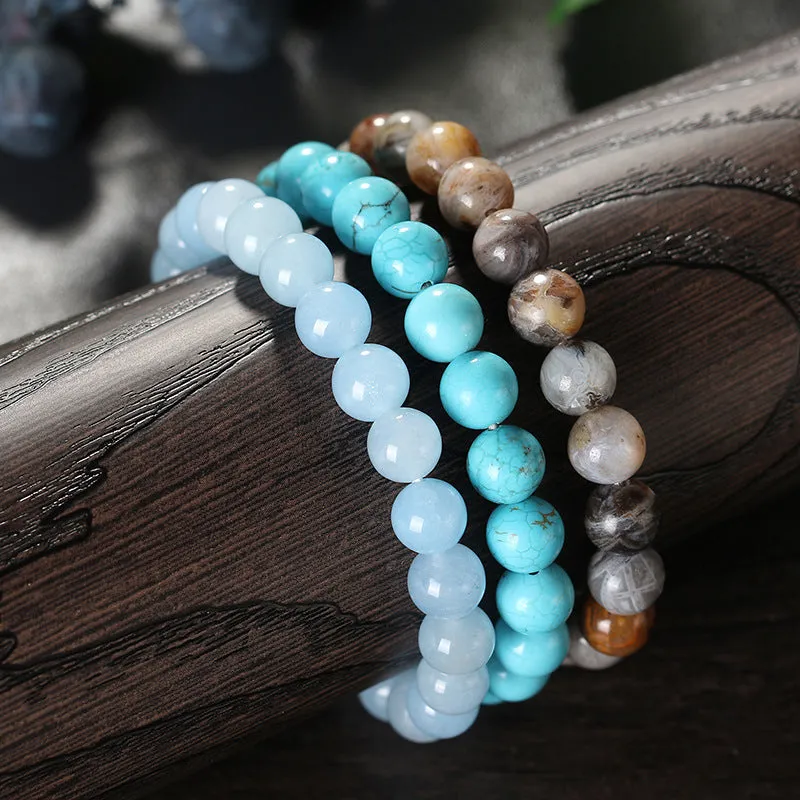 Fashion Simple Volcanic Stone Green Agate Bracelet