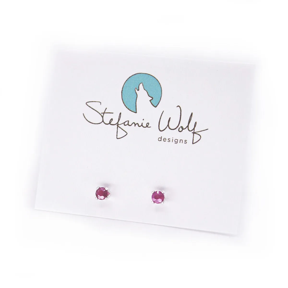 Genuine Ruby Sterling Silver Post Earrings