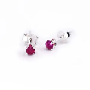 Genuine Ruby Sterling Silver Post Earrings