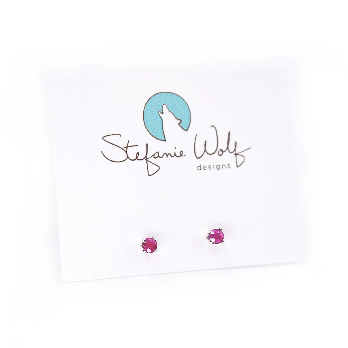 Genuine Ruby Sterling Silver Post Earrings