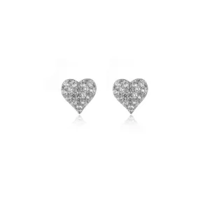 Georgini Sweetheart Sparkly Heart Studs - Silver