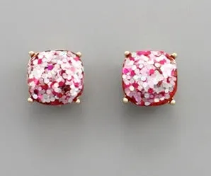 Glitter Square Studs