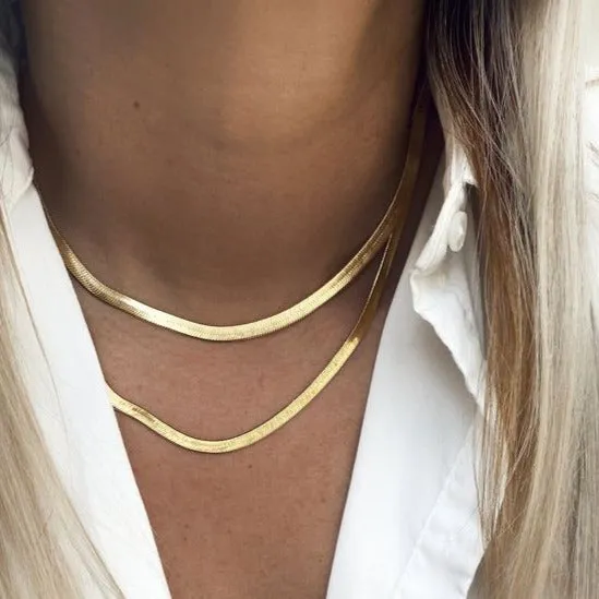 Gold Filled / Rhodium Filled Herringbone Chain Necklace