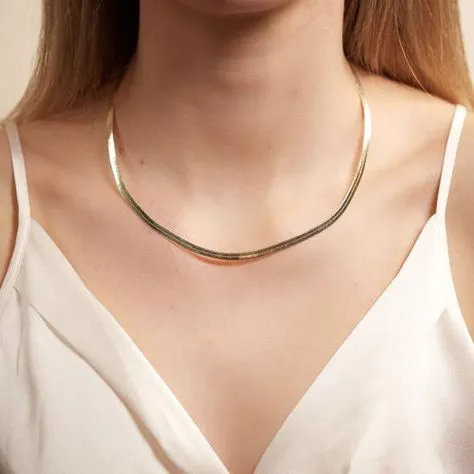 Gold Filled / Rhodium Filled Herringbone Chain Necklace