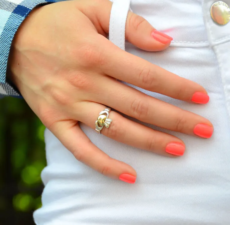 Gold Heart Claddagh Ring