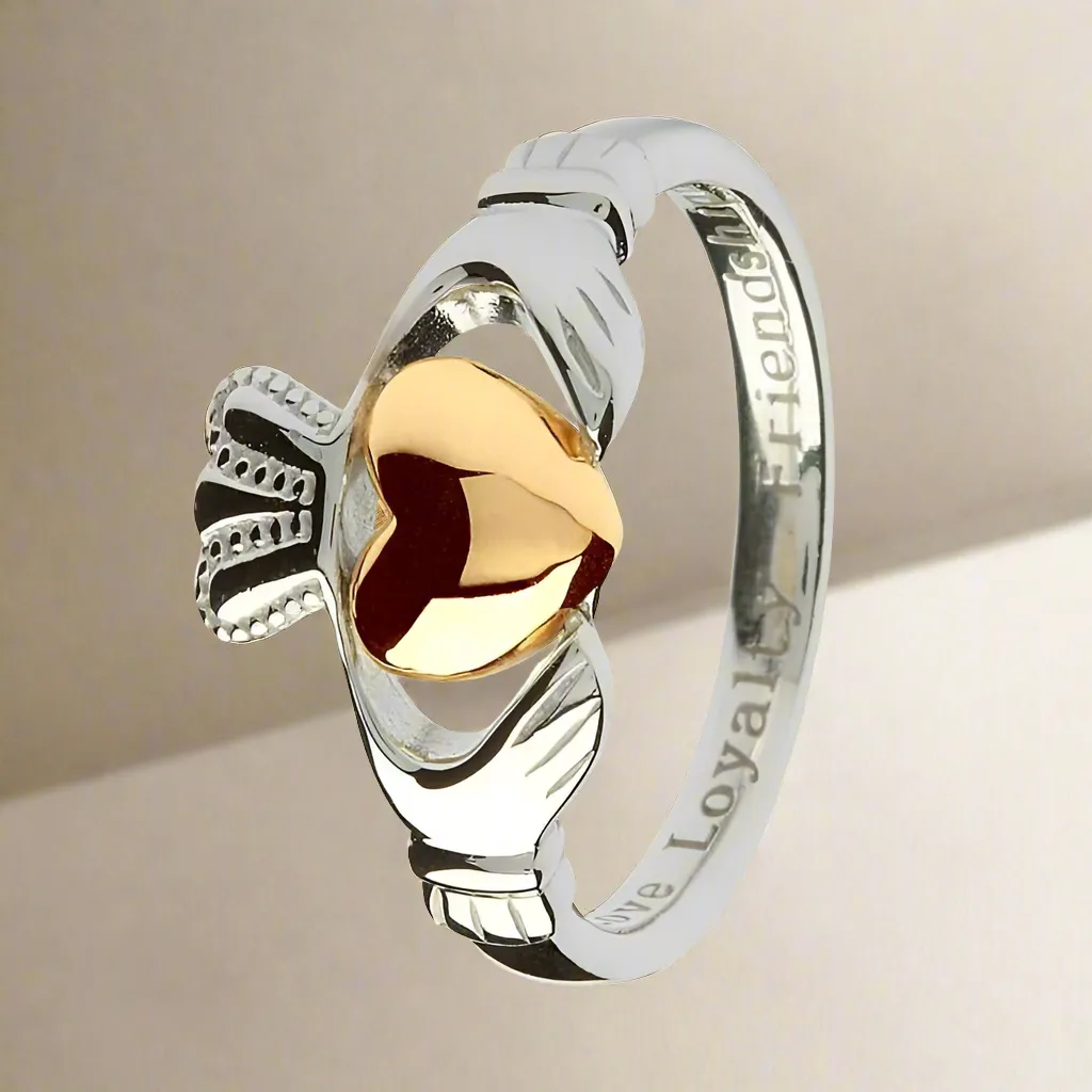 Gold Heart Claddagh Ring