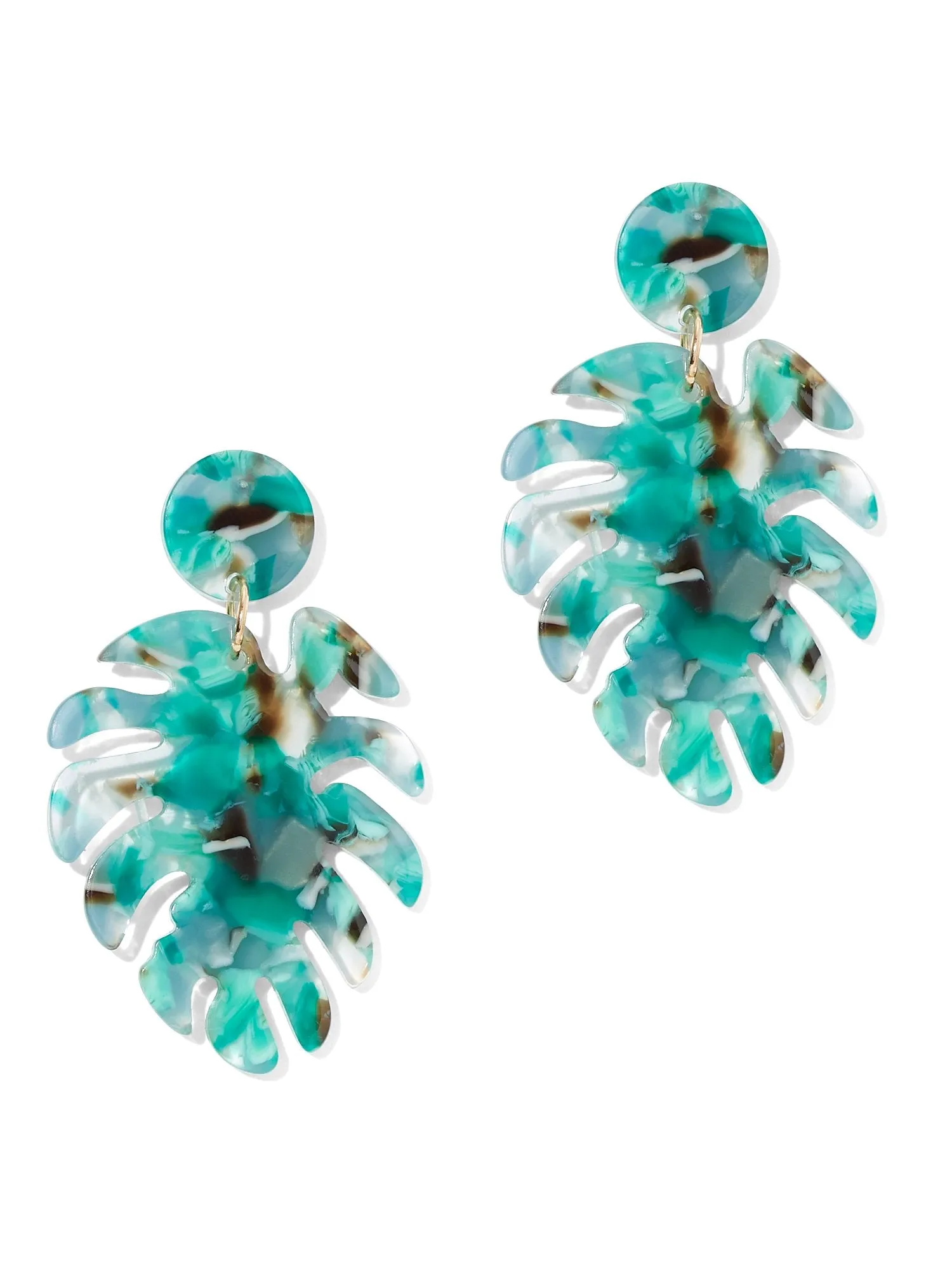 Green Palm Leaf Drop Earring