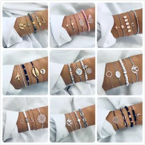 Hand Jewelry Simple Retro Bracelet Hao Stone Geometric Bracelet Set