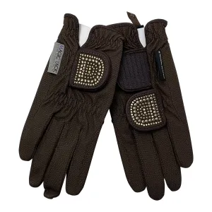 Haukeschmidt Touch of Gloves in Brown/Brown Studs and Crystals - Women's 6.5