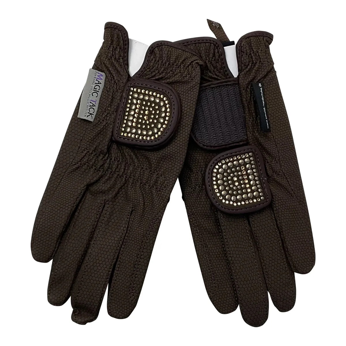 Haukeschmidt Touch of Gloves in Brown/Brown Studs and Crystals - Women's 6.5