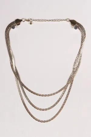 Herringbone Triple Layer Chain Necklace