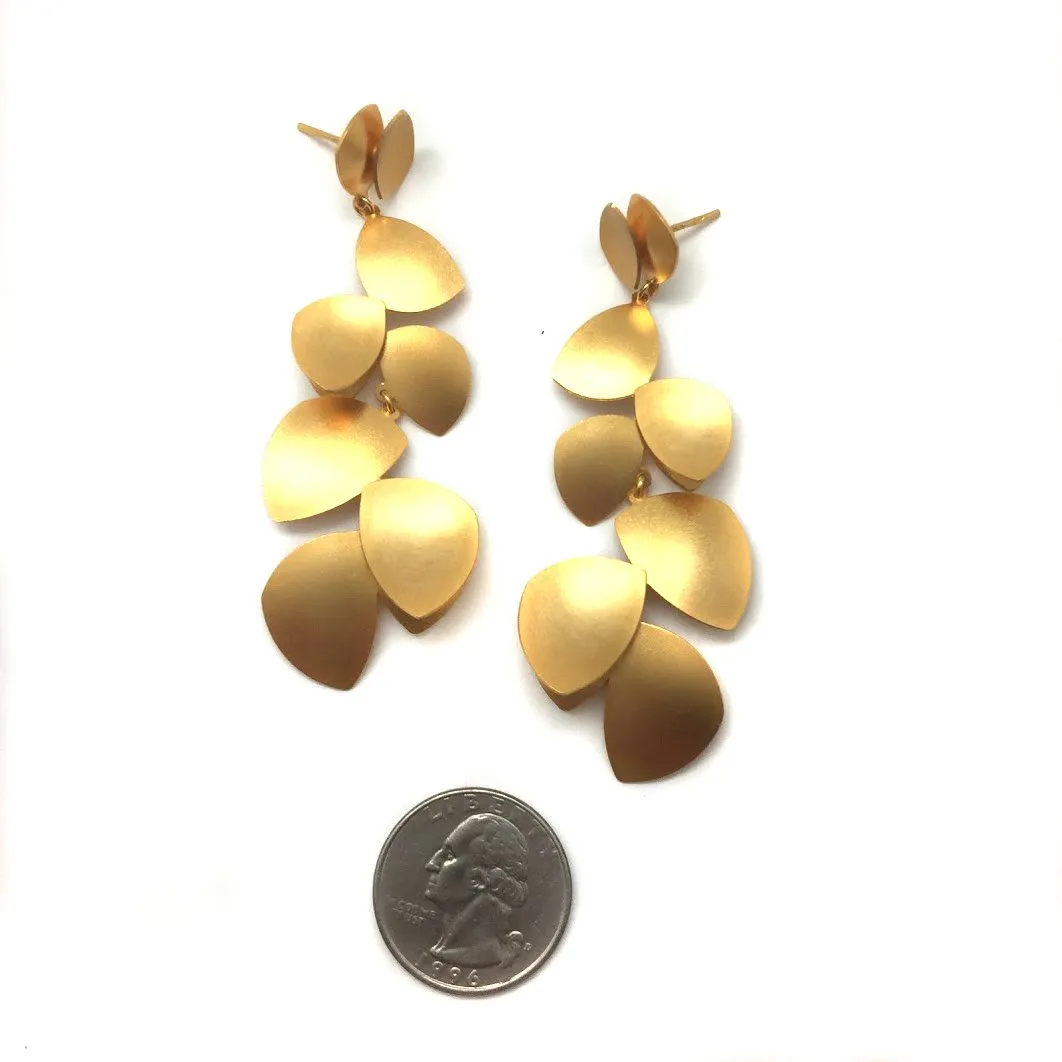 Long Climbing Vine Earrings - Gold