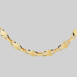 LOVE HURTS. Heart Chain Collar - Gold