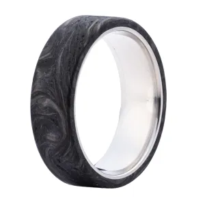 Men's Forged Carbon Fiber 7MM ring with Titanium Sleeve - Size 10