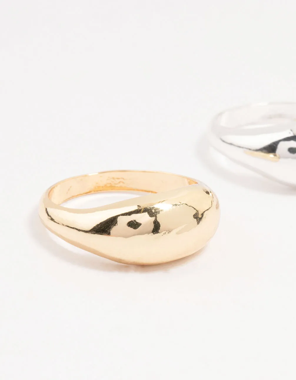 Mixed Metals Chunky Rings 2-Pack