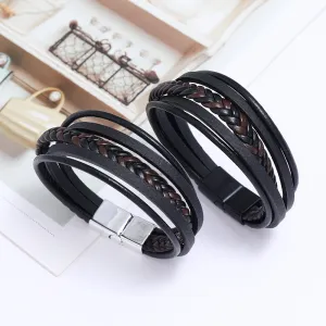 Multilayer Simple Woven Men's Leather Bracelet