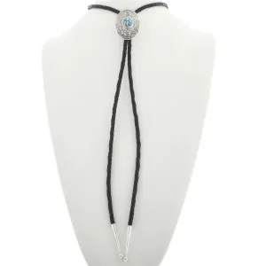 Navajo Spiderweb Turquoise Silver Bolo Tie