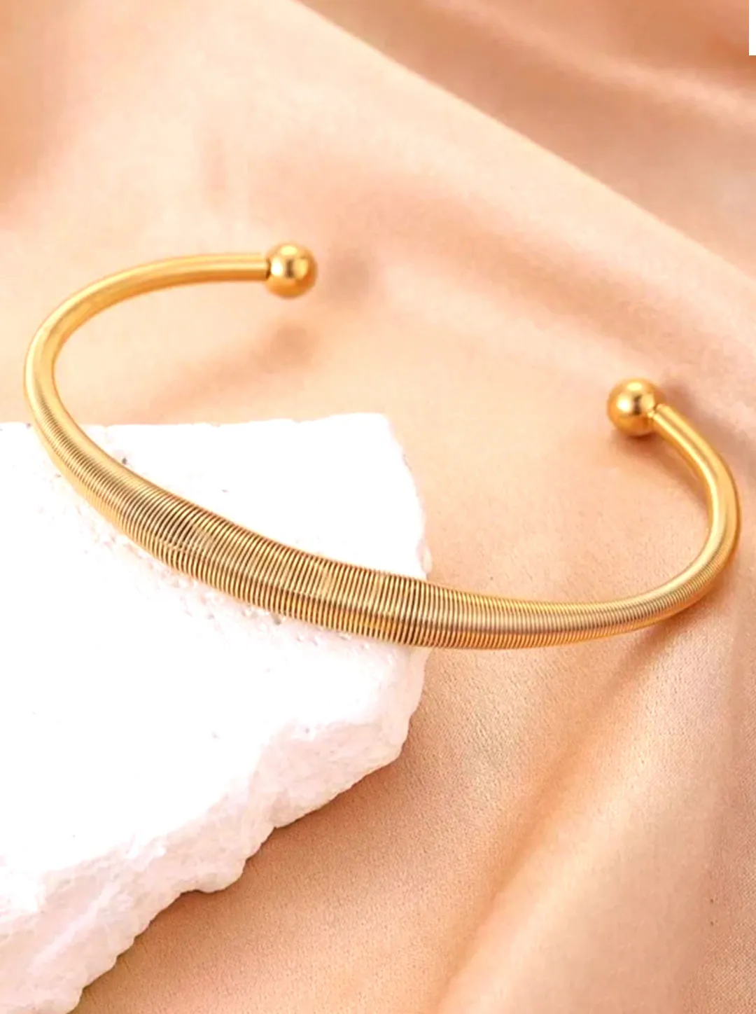 Ornaio 18K Gold Plated Sleek Coil Cuff Kada Bracelet