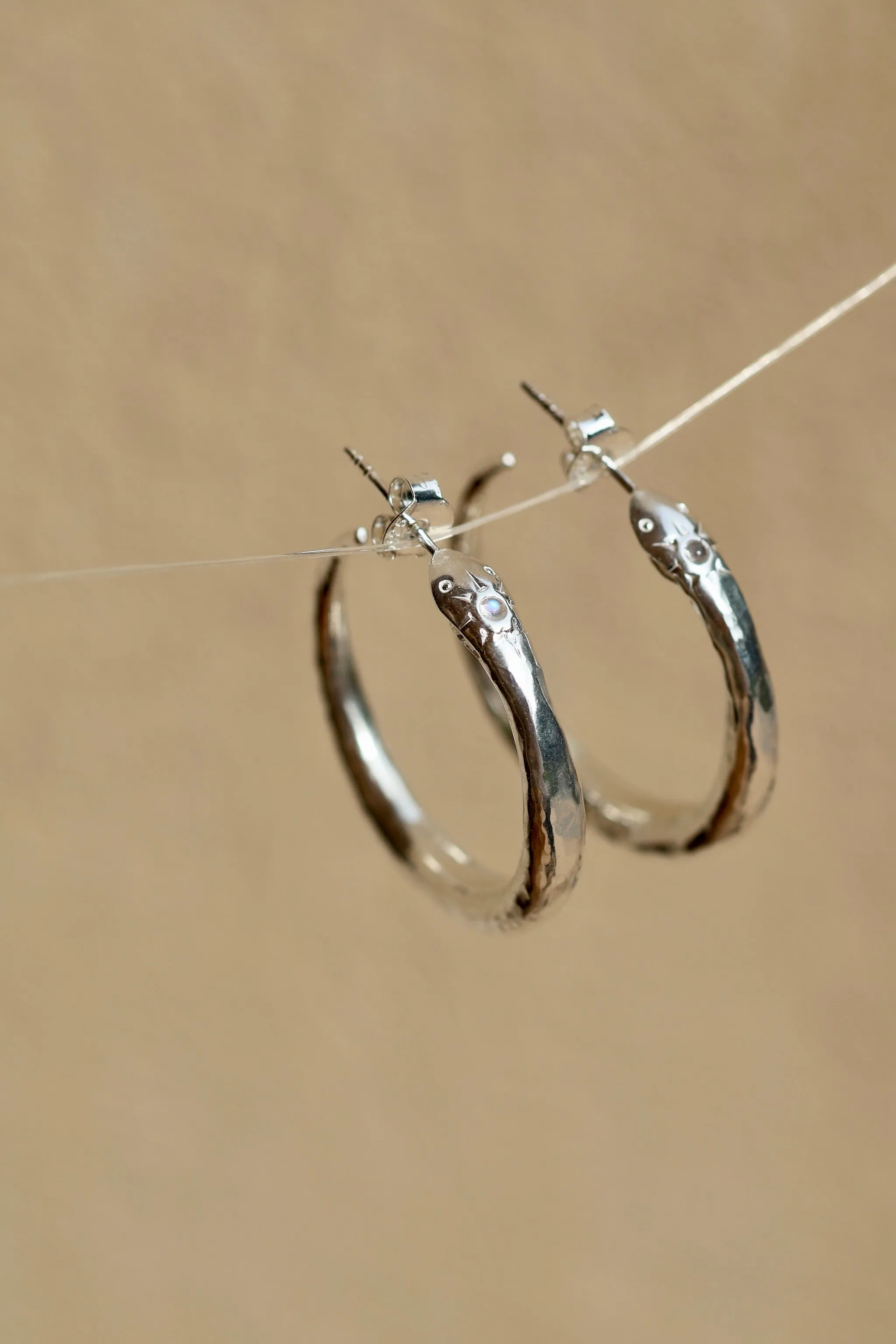 Oroboros Large Sterling Silver Moonstone Hoops