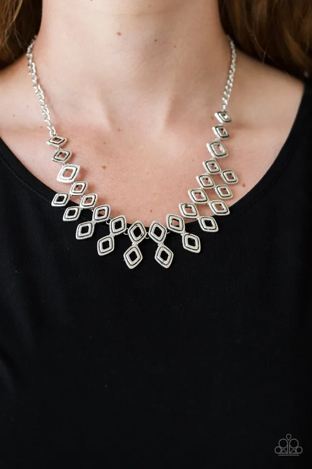 Paparazzi Necklace ~ Geocentric - Silver