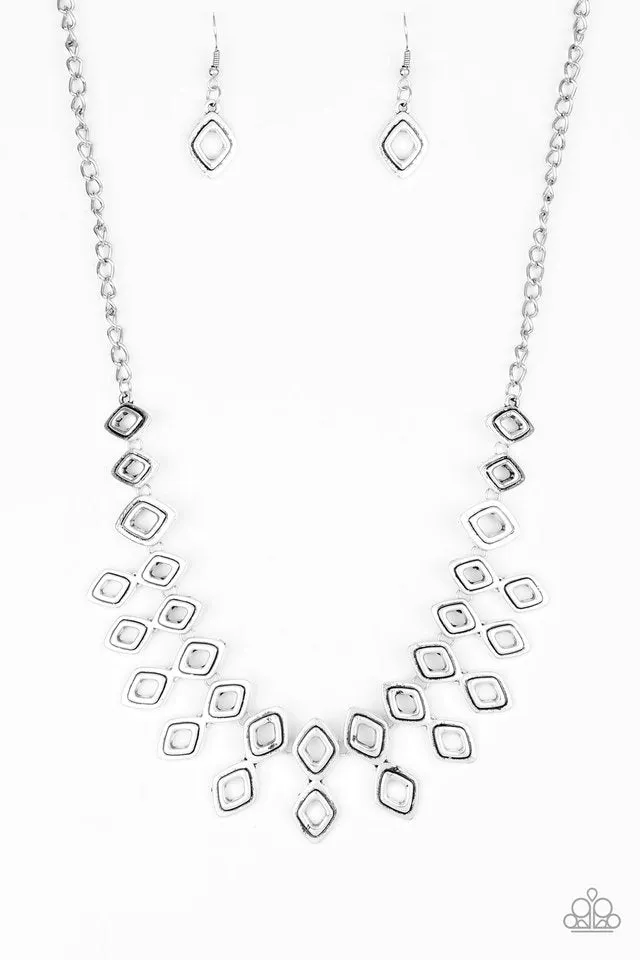 Paparazzi Necklace ~ Geocentric - Silver