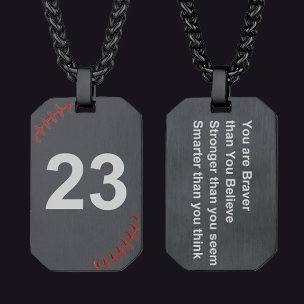 Personalized Number Baseball Dog Tag Necklace for Men