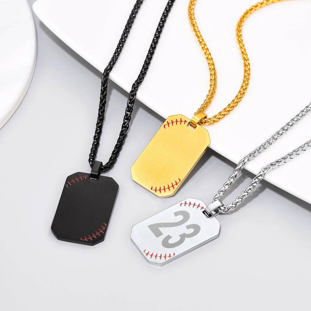 Personalized Number Baseball Dog Tag Necklace for Men