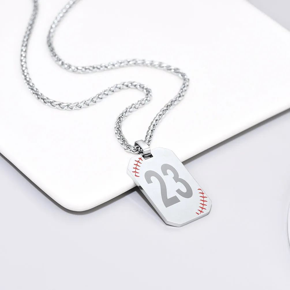 Personalized Number Baseball Dog Tag Necklace for Men