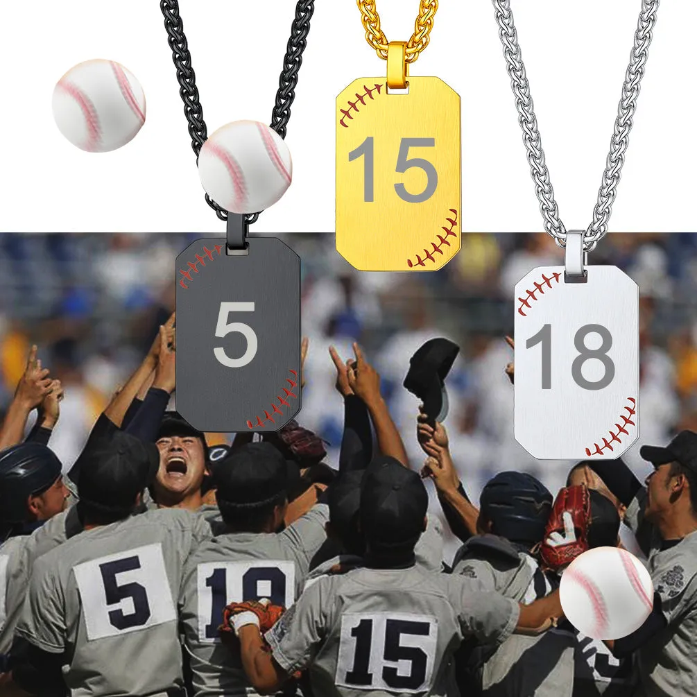 Personalized Number Baseball Dog Tag Necklace for Men