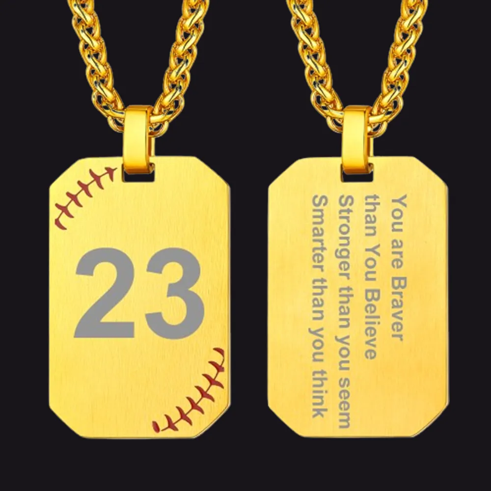 Personalized Number Baseball Dog Tag Necklace for Men