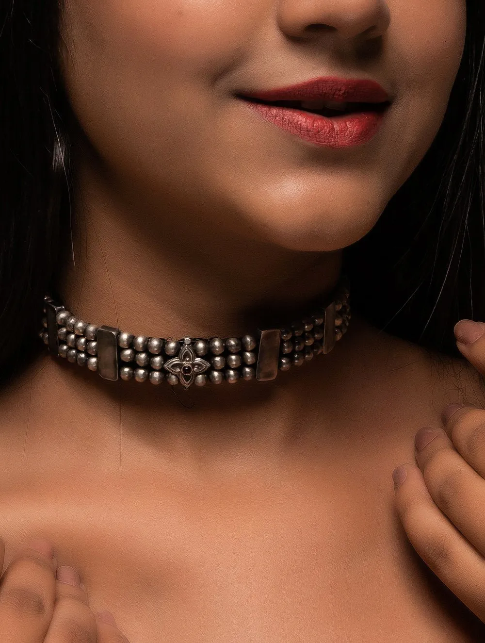 Pure Silver Traditional Maharashtrian Choker - Belpan Thushi