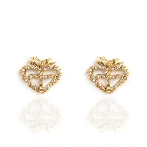 Queen of Hearts Petite Crystal Logo Post Earrings