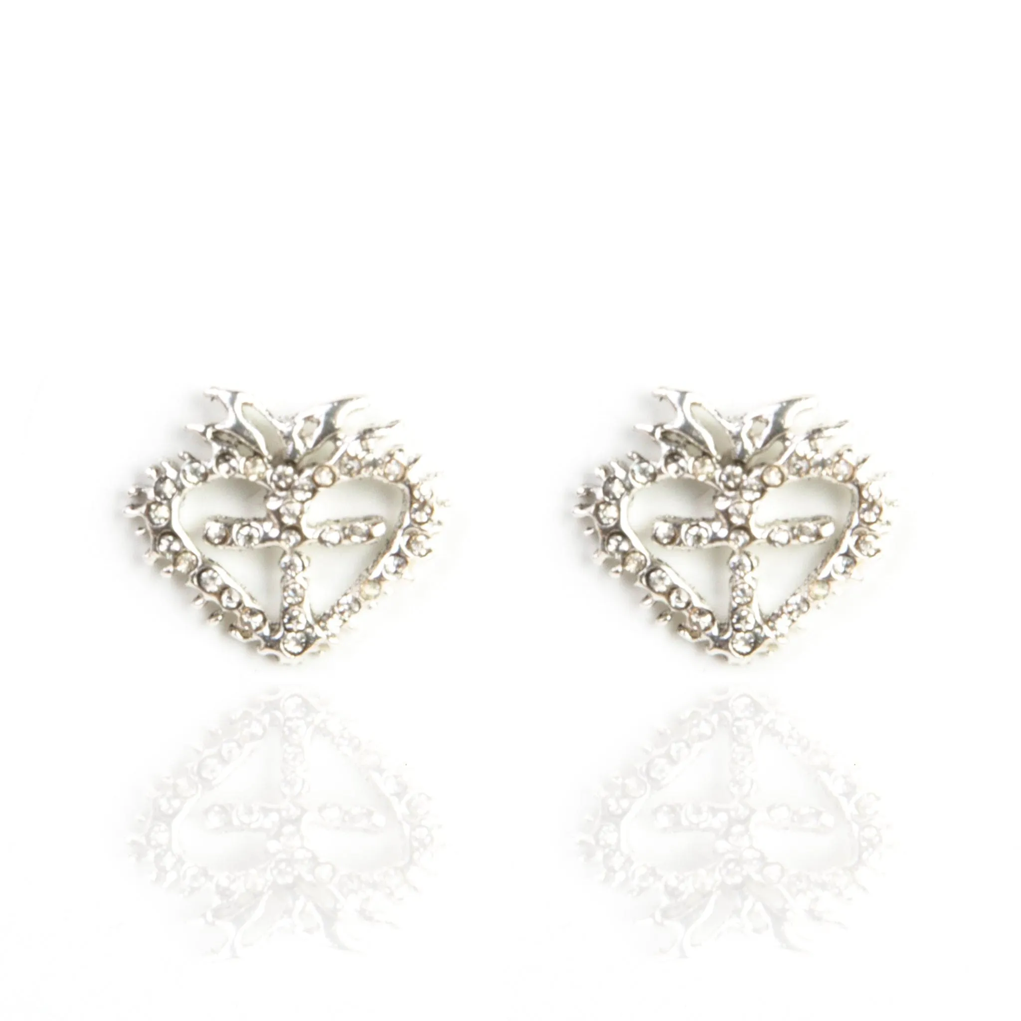 Queen of Hearts Petite Crystal Logo Post Earrings