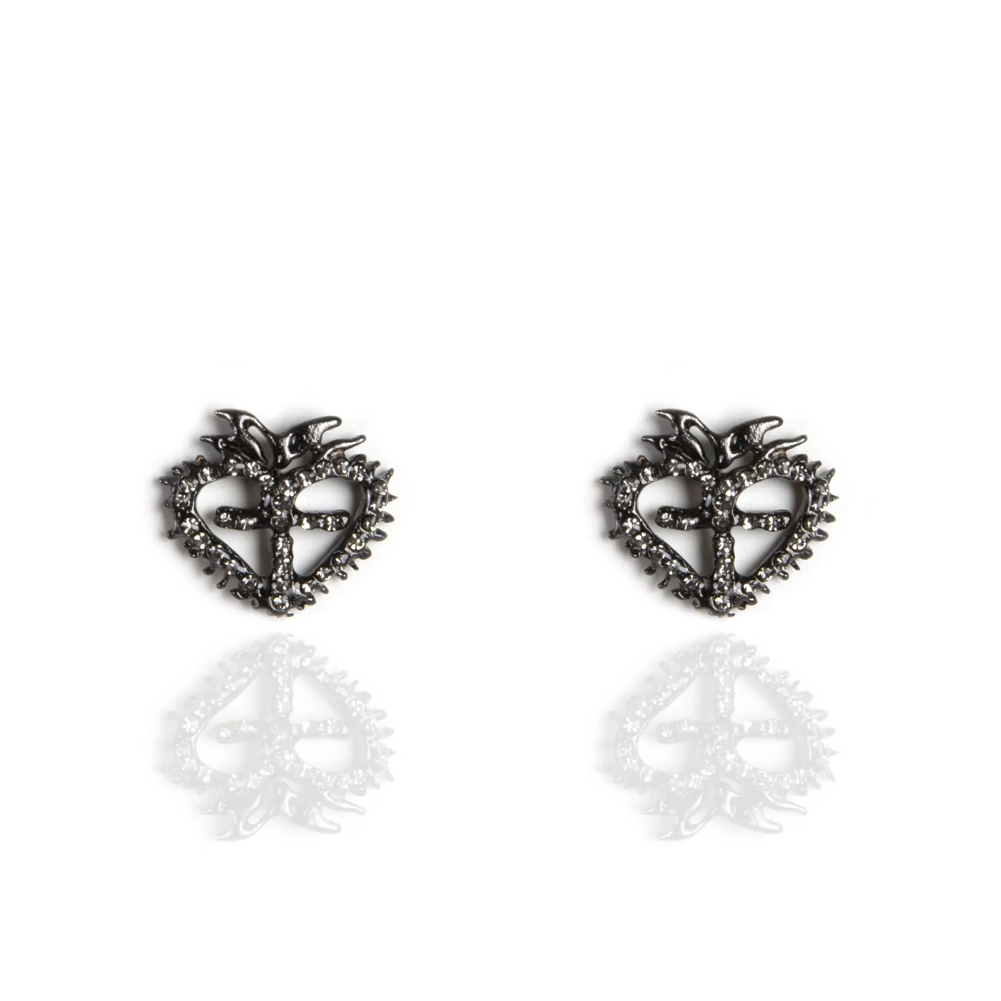 Queen of Hearts Petite Crystal Logo Post Earrings