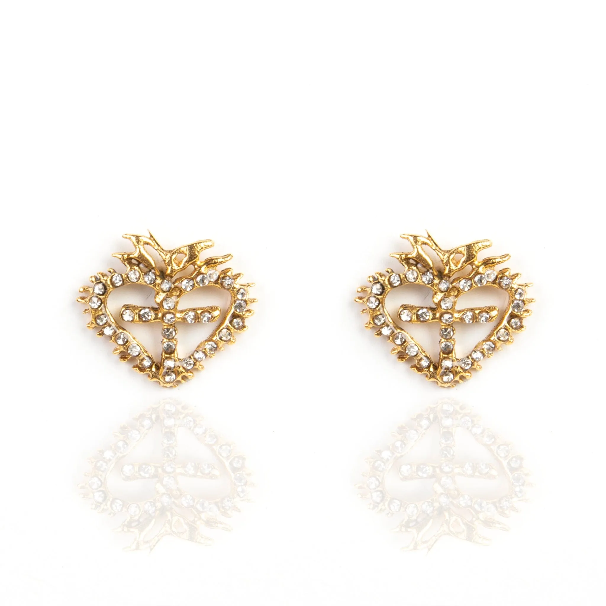 Queen of Hearts Petite Crystal Logo Post Earrings