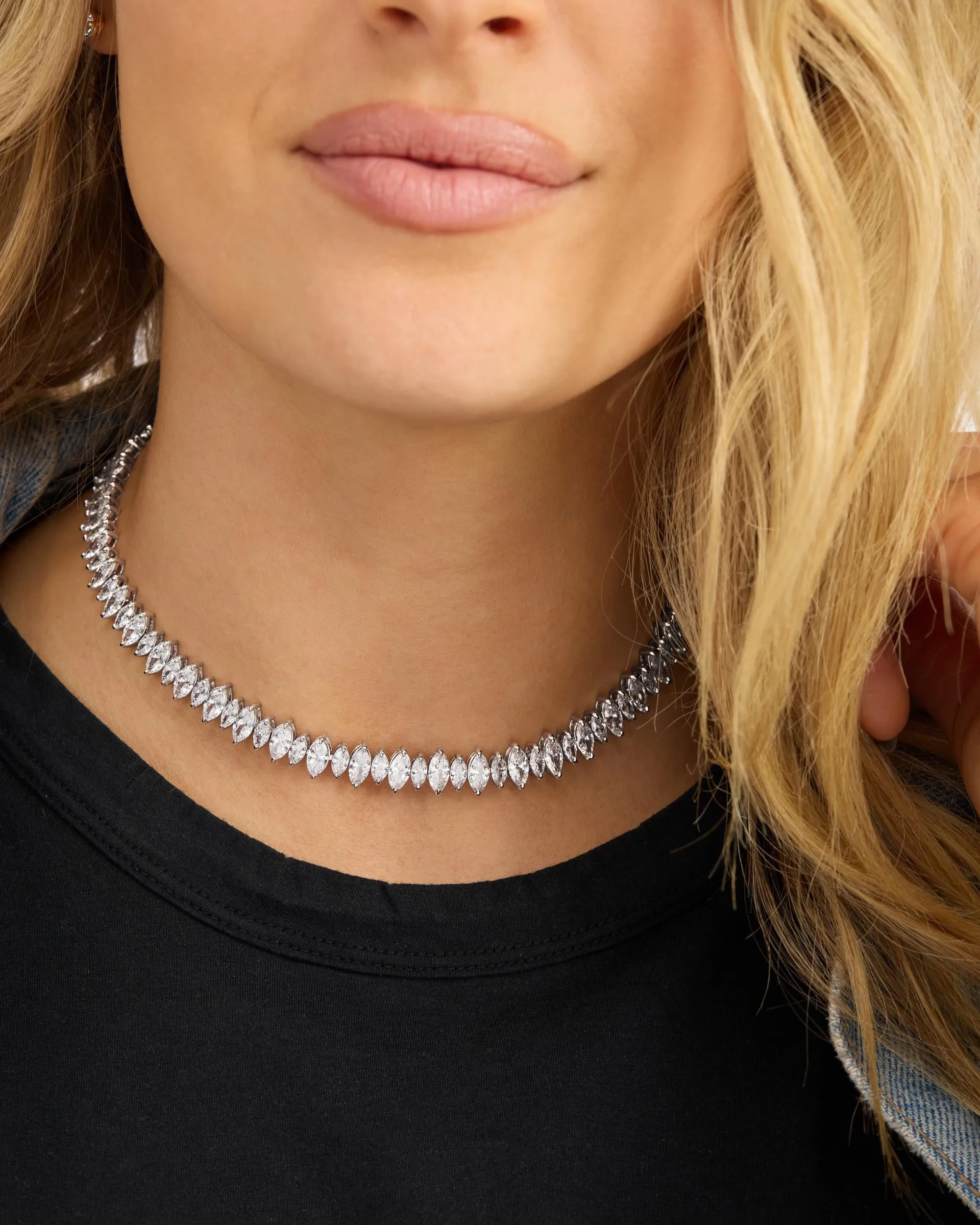 "She's So Fine" Choker - Silver|White Diamondettes