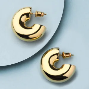 Real Gold Plated Z Chunky Dubble Hoop Earrings For Women By Accessorize London