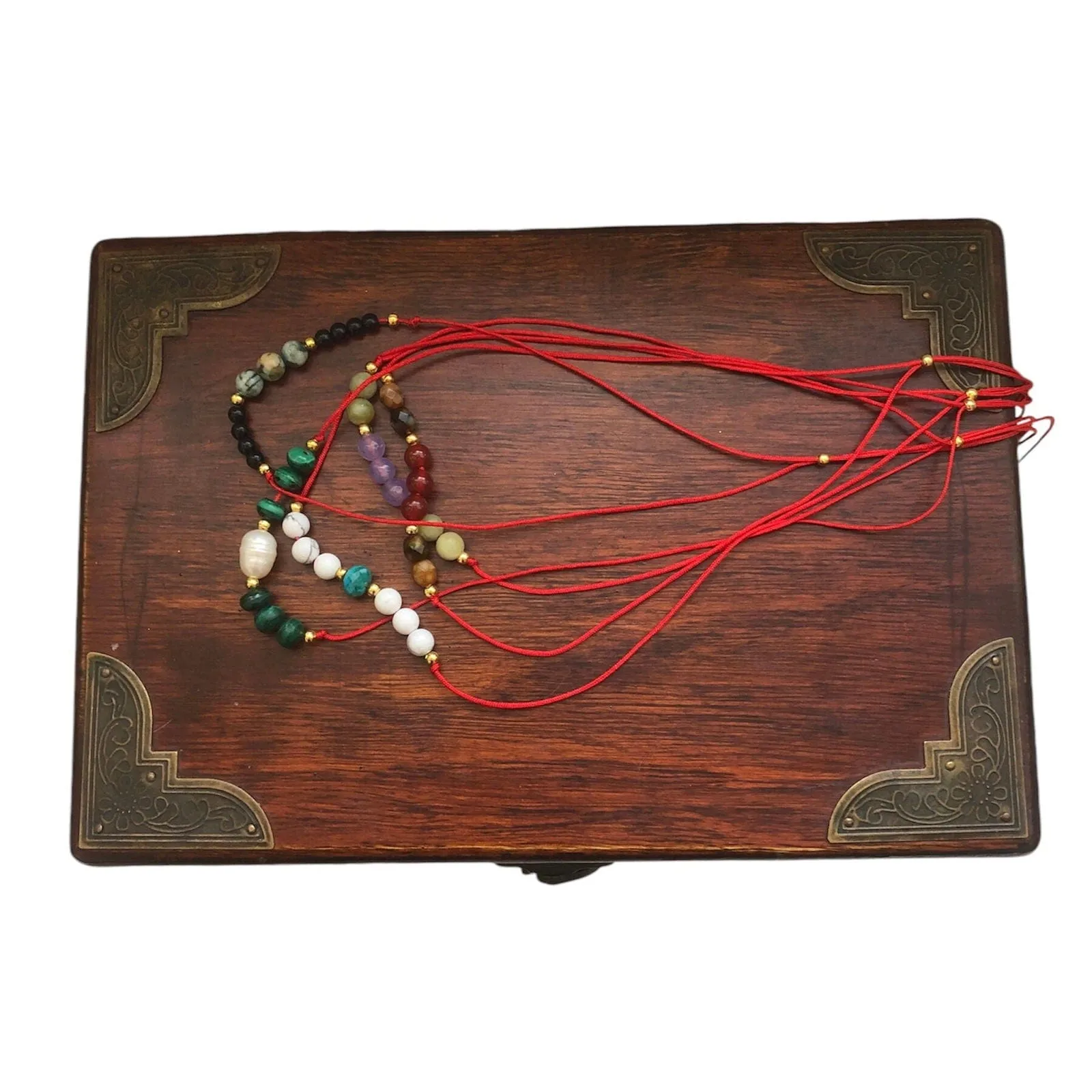 Red Thread Choker Necklace with Howlite & Turquoise