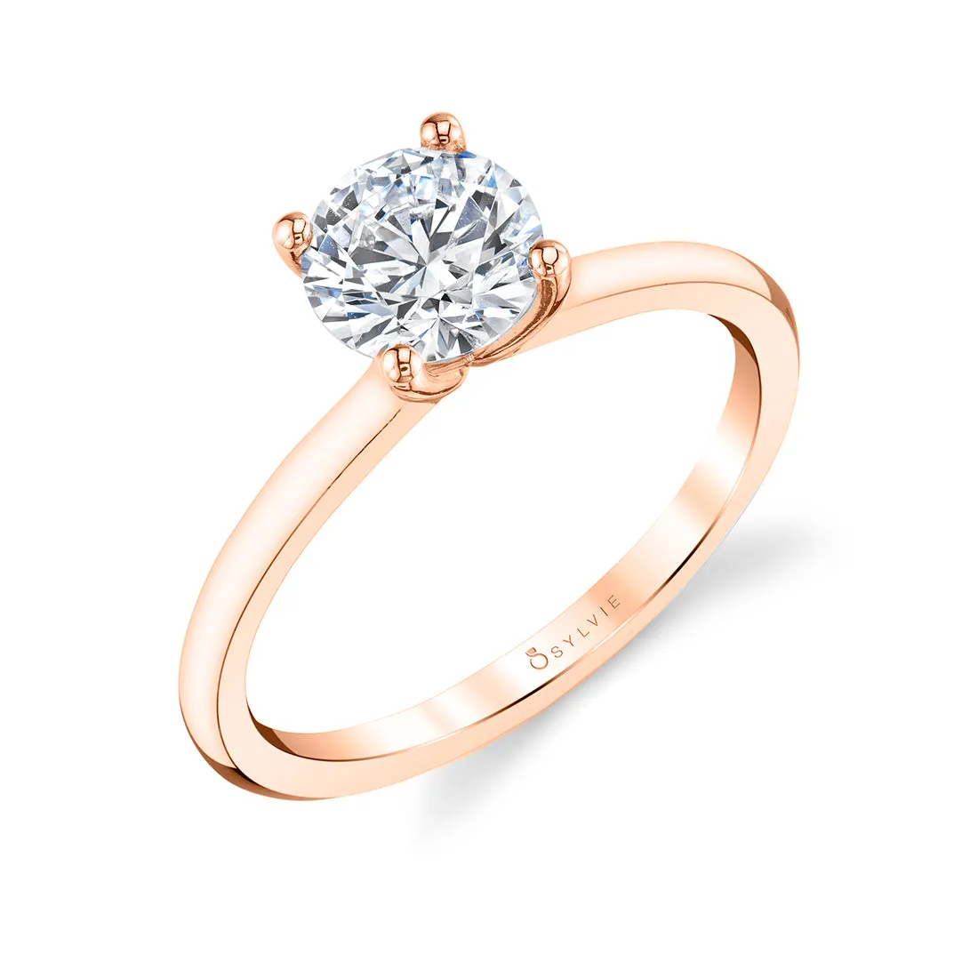 Round Cut Solitaire Engagement Ring - Dominique 18k Gold Rose