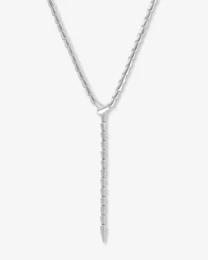 Serpent Lariat Necklace - Silver