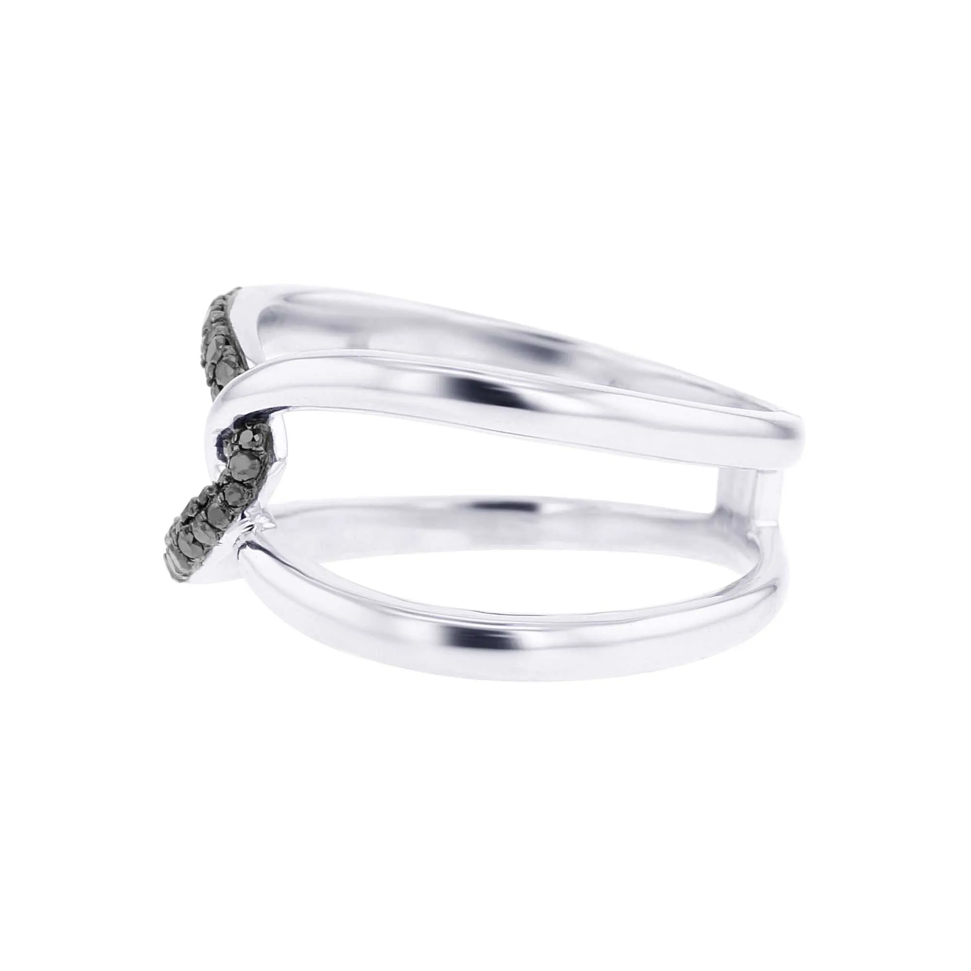 Silver Interlacing Black Diamond Ring